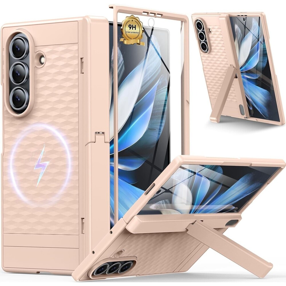 Samsung Galaxy Z Fold 7 MagSafe Case Screen Protector Hinge Kickstand Gold